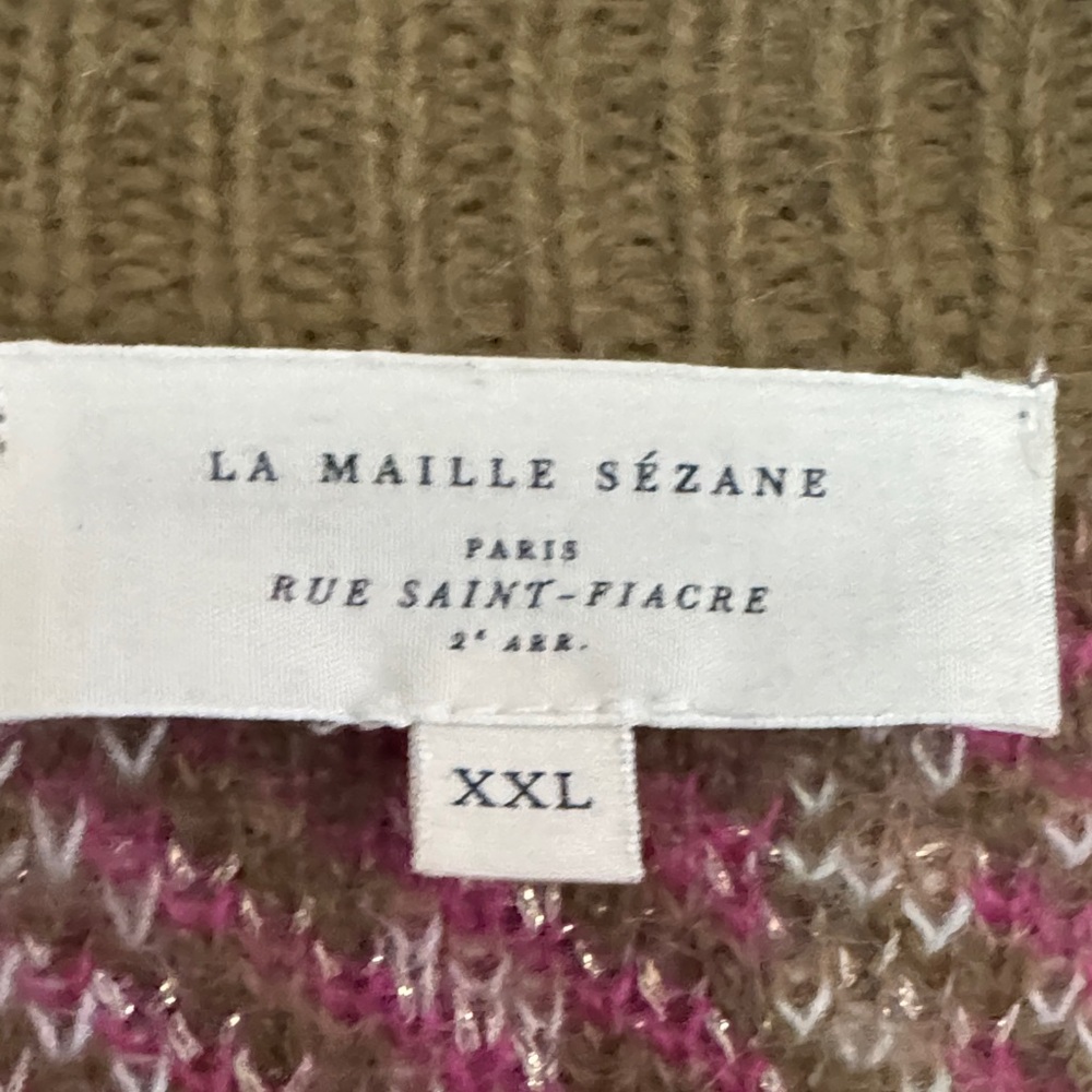 Sézane khaki Green  and Pink Button-Up Cardigan - Picture 2 of 3